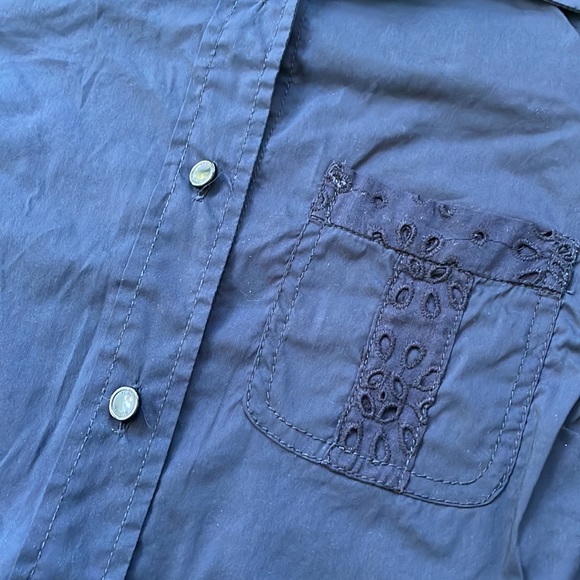 Navy Tory Burch Eyelet Blouse - Picture 3 of 11